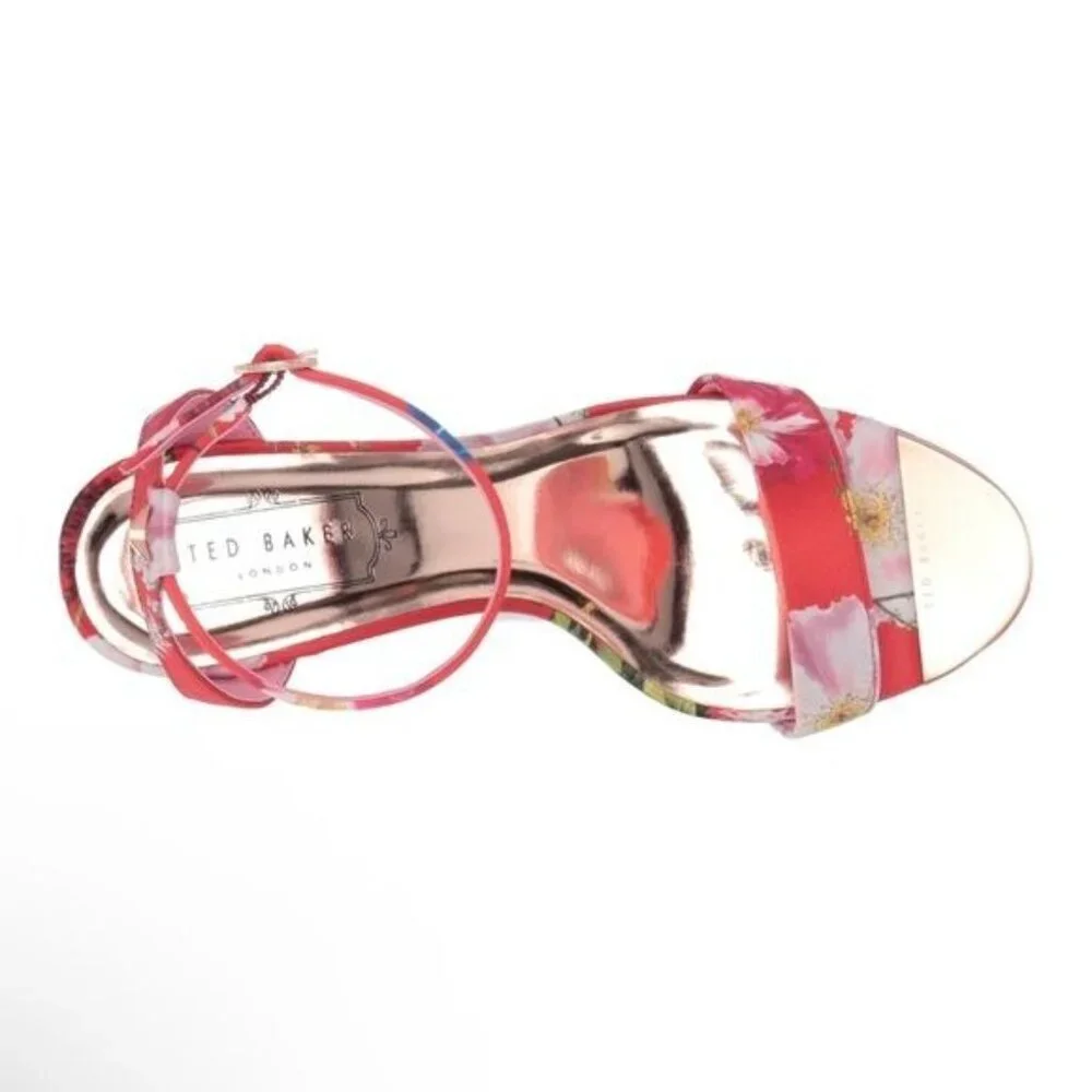 Ted Baker Rozie Block Heel Sandal in Berry Sundae Mix Satin Size EU 42 / US 11.5
